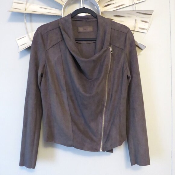 BLANKNYC Asymmetrical Zip Drape Front Faux Suede Jacket Small Blank NYC - Picture 6 of 8